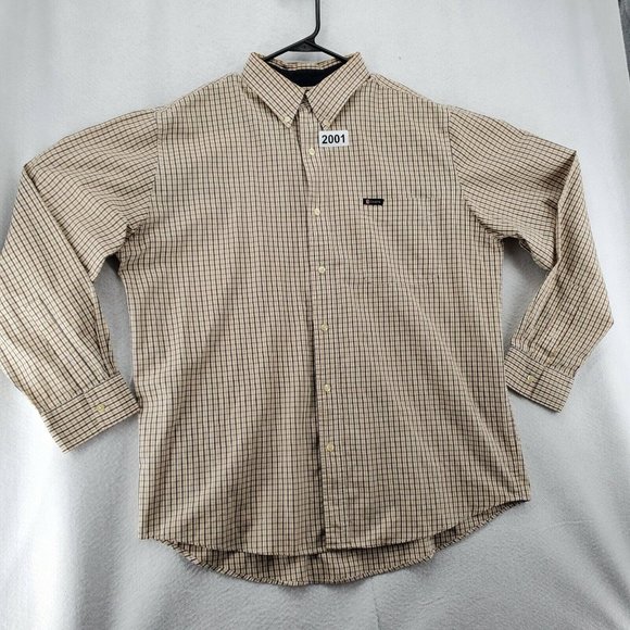 Chaps Shirt Men's Casual Button Up Long Sleeve Collared Plaid White Extra Large - Picture 2 of 11